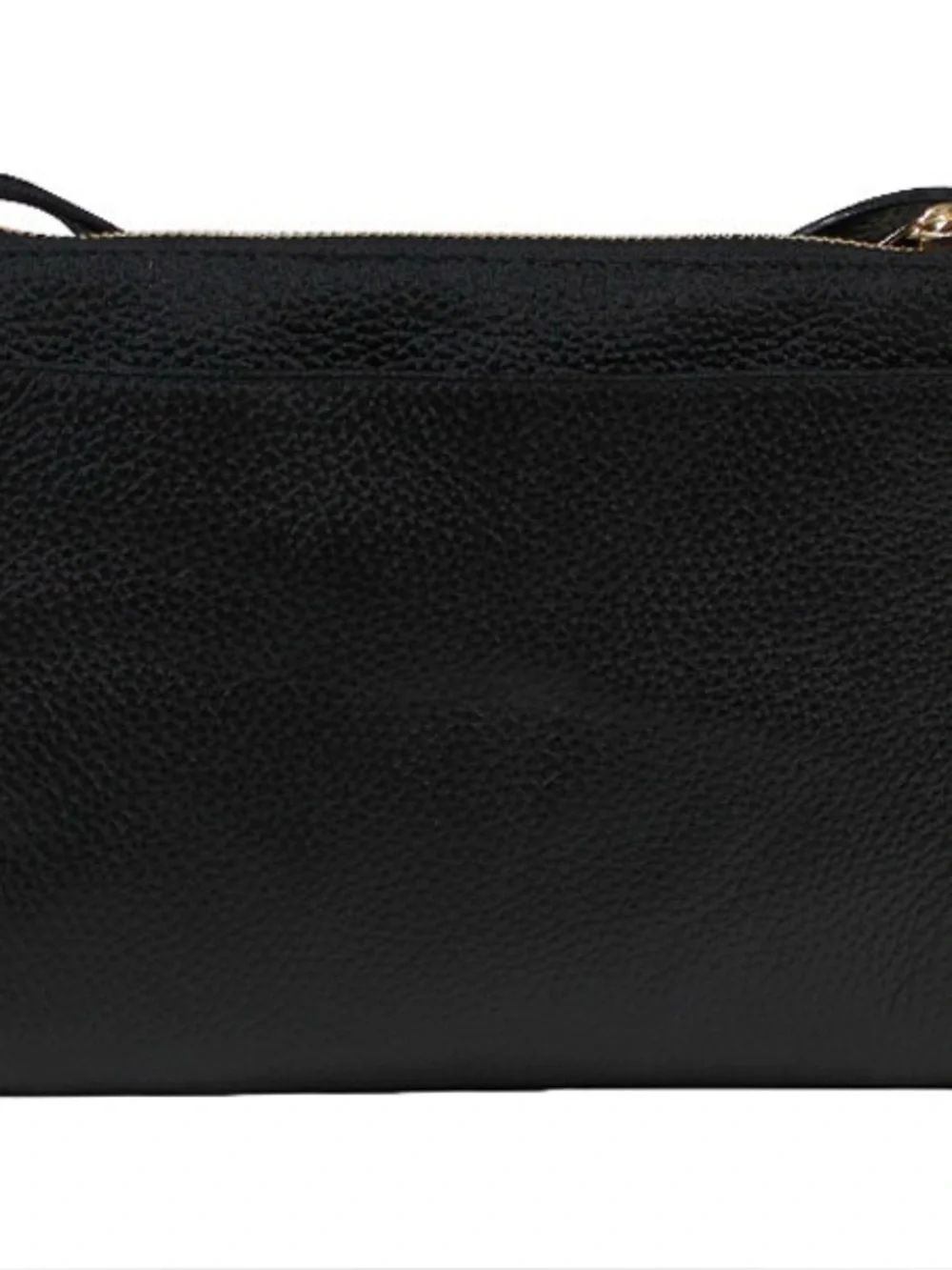 Michael Kors Black Leather Crossbody Purse Fulton Pebbled Gold Hardware Bag
